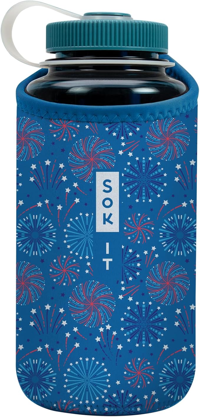 Sok It BotlSok Water Bottle Sleeve Insulated Neoprene Cover (Symphony of Sparks, Fits 32oz Nalgene)