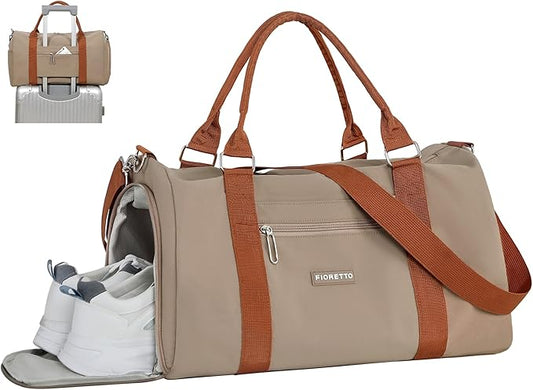 FIORETTO Womens Gym Tote Duffle Weekender Bag with Wet Pocket & Shoe Compartment, Ideal for Travel