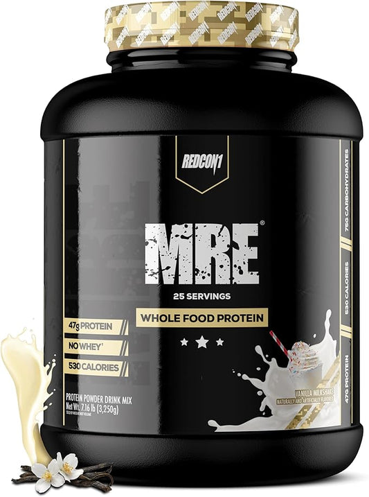 REDCON1 MRE Protein Powder, Vanilla Milkshake - Meal Replacement Protein Blend Made with MCT Oil &