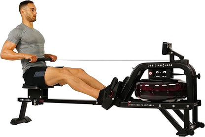 Sunny Health & Fitness Premium Water Rower w/Intensive Dynamic Real-Time Resistance, 300 LB Capacity Flip-able Rowing Machine for Home Training, Optional Free SunnyFit App Connection