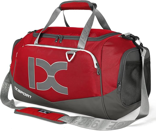 Sports Gym Bag，INOXTO Travel Duffel Bag with Dry Wet Pocket And Shoe CompartmentFor Women and Men，40L/55L Fitness Waterproof Weekender Bag For Swim Sports Travel Working Out (Red, 40L)