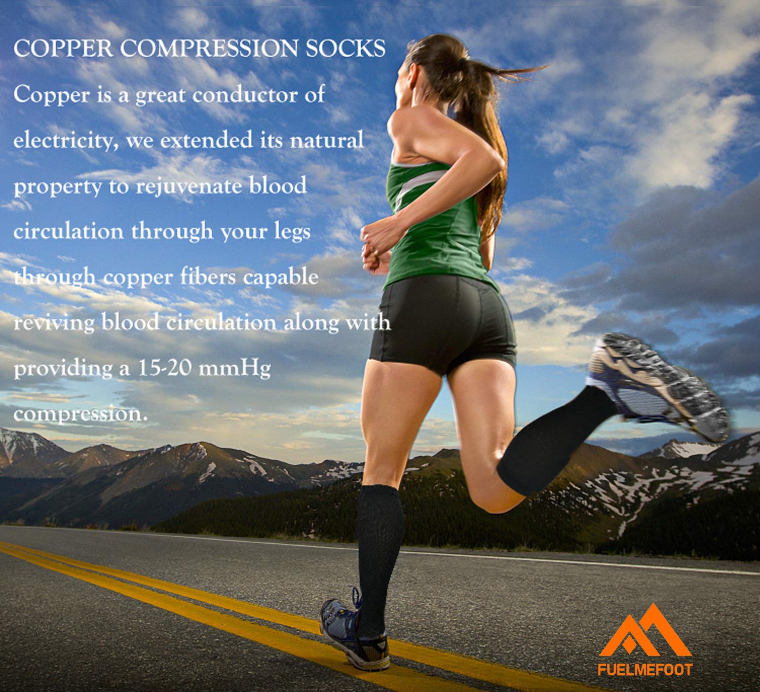 FuelMeFoot 3 Pack Compression Socks For Women Men Knee High Socks 15-20mmHg soccer socks fun copper