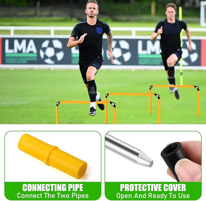 TOBWOLF 6PCS 6FT Adjustable Soccer Agility Training Poles, Detachable Sports Training Speed Sticks, Slalom Training Agility Pole Set, Outdoor Speed & Agility Turf Training Poles for Soccer Drills