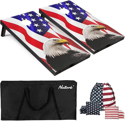 Cornhole Board Set with Carrying Bags & 8 Bean Bags Corn Hole Boards Bean Toss Game for Adults