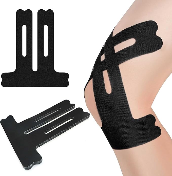 12pcs Precut Kinesiology Tape for Knees, Knee Tape for Knee Pain Relief Pre Cut, Elastic Knee Support & Stability, Breathable, Hypoallergenic Athletic Tape