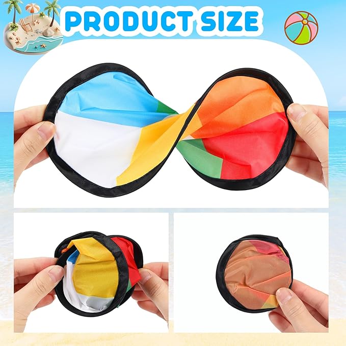 24 Pieces Foldable Flying Disc Fans Set Beach Flying Disc for Party Creative Gift Colorful Pocket Folding Toy Summer Outdoor Activity Game