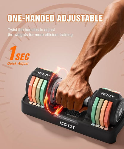 Adjustable Dumbbells Set/Single, 12.5LB/22.5LB/55LB 5 in 1 Free Adjustable Dumbbell Set with Anti-Slip Handle & Rainbow-colored Weight Plates for Home Gym, Weight Set for Women Men