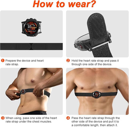 26mm QuickFit Heart Rate Chest Strap Compatible with Garmin Fenix 6X/6X Pro/7X/Fenix 8 51mm/5X/5X Plus/3, Soft Sport Nylon for Instinct 3 50mm Band/Descent MK1/D2 Delta PX/D2 Charlie Men Women