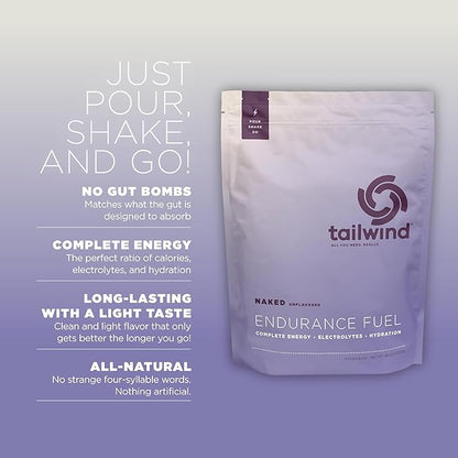 Tailwind Nutrition Endurance Fuel, Carbohydrate & Electrolyte Sports Drink Mix Powder, Gluten-Free, Vegan, Naked Unflavored, 50 Servings