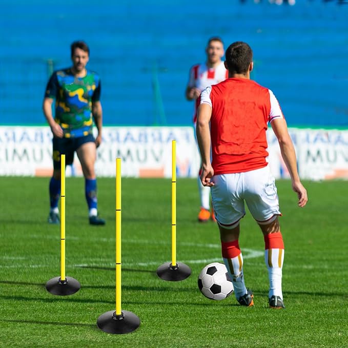 TNZMART 3.9FT Detachable Speed Agility Poles Agility Training Poles Set Adjustiable Height Soccer Poles with Rubber Base