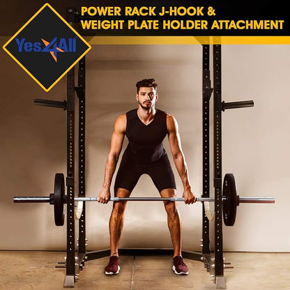 Yes4All Power Rack J-Hooks & Attachments ??Heavy Duty Barbell Holders Compatible with 2x2 & 3x3 Power Racks for Home Gym