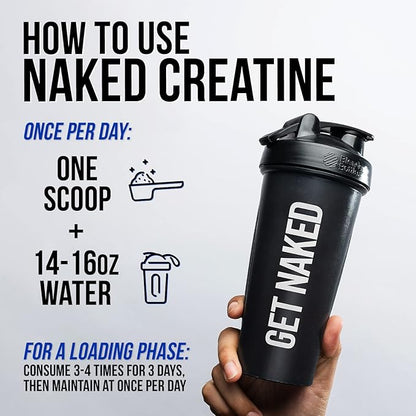 NAKED Pure Micronized Creatine Monohydrate – 200 Servings, 1,000g Bulk – Vegan, Non-GMO, Gluten & Soy Free - Muscle Building, Strength Training, Gym & Fitness Supplement
