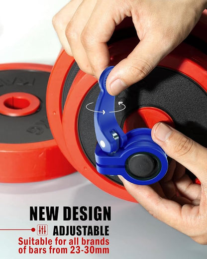 Narrow Barbell Clips 2.5cm Width for Olympic Bars, 0.9-1.18inch Adjustable Weight Clamps, Quick Release Locking Collars for Weightlifting