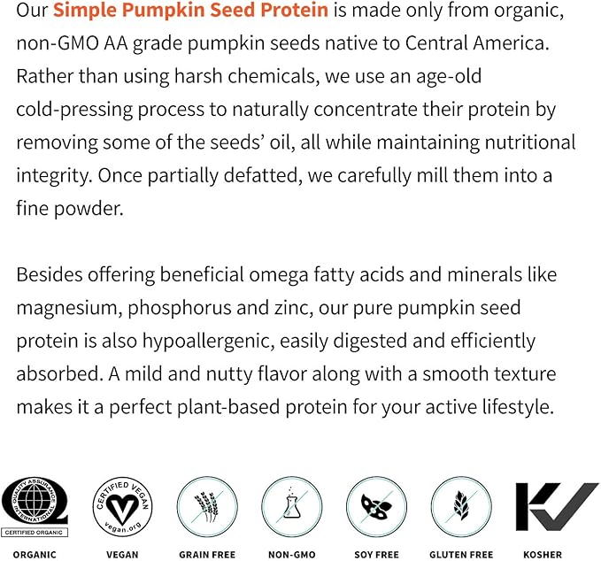 Sprout Living Organic Pumpkin Seed Protein Powder, Unflavored, 20 Grams of Plant Based Protein Powder Without Artificial Sweeteners, Non Dairy, Non-GMO, Vegan, Gluten Free (1 Pound, 15 Servings)