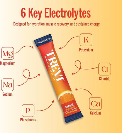 TREVI™ Sugar Free Electrolytes - Drink Mix Hydration Powder Packets - 28 Count - Orange