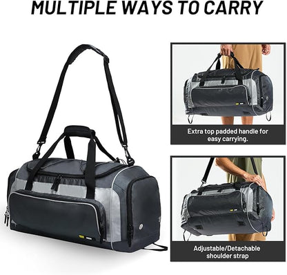 MIER Large Duffel Bag Men's Gym Bag with Shoe Compartment, 60L