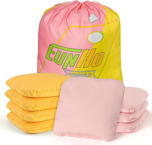 EunHo Dual Sided Cornhole Bags Regulation Set of 8 Professional Cornhole Bean Bags Slick and Stick