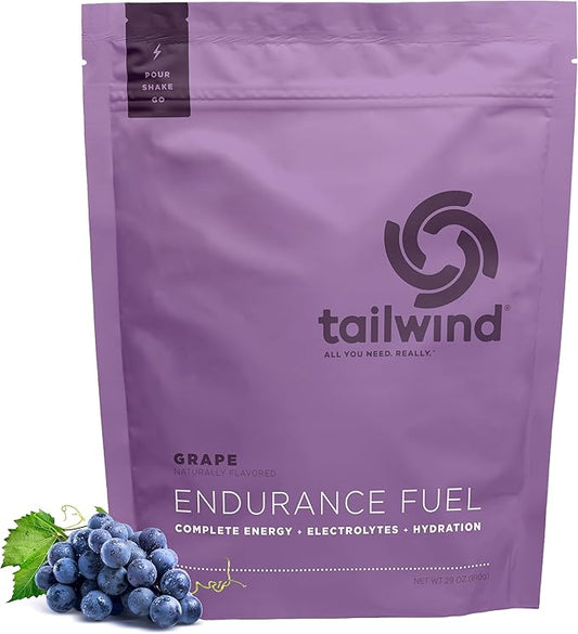 Tailwind Nutrition Endurance Fuel, Carbohydrate & Electrolyte Sports Drink Mix Powder, Gluten-Free, Vegan, Grape, 30 Servings