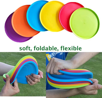 7'' Kids Outdoor Game Flying Discs 12 Pack Party Favors School Teaching Early Education Sports Safe Soft for Toddler Kindergarten Children Colorful DIY Drawing Plate