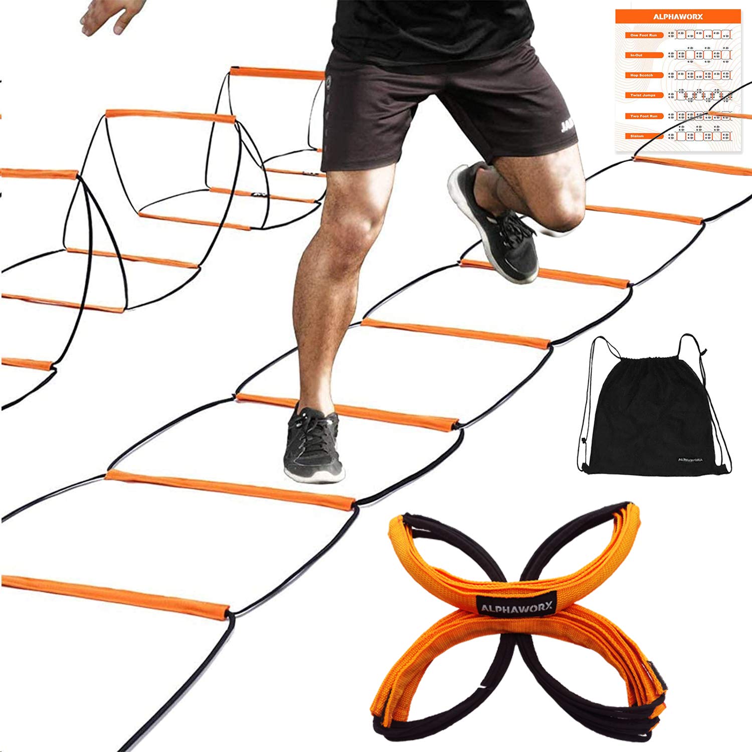 ALPHAWORX Agility Ladder, Agility Training Equipment, Soccer Speed Ladder, Football Footwork