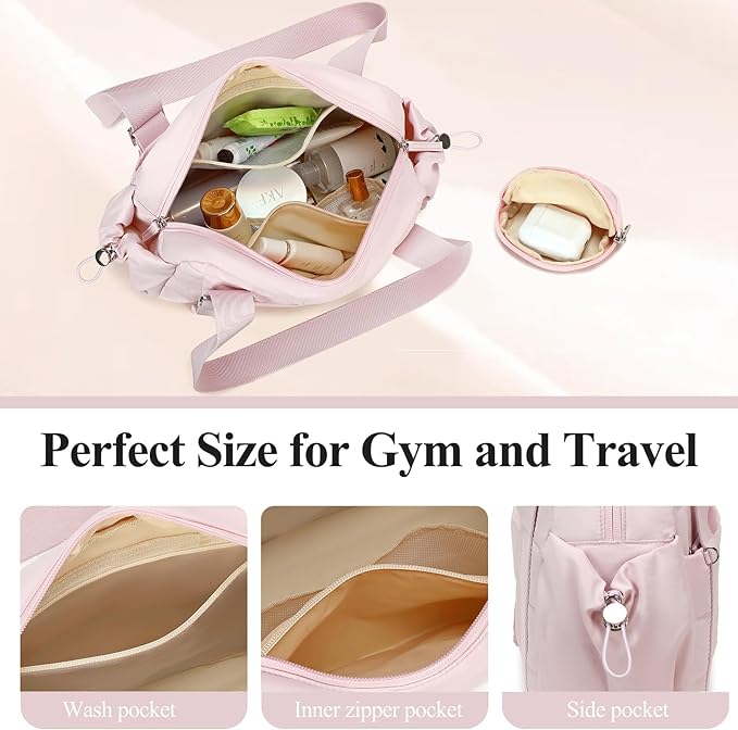 CAMTOP Mini Gym Bag for Women, Small Gym Tote Bag Puffy Quilted Sports Duffel Bag with Wet Compartment and Coin Purse Duffel Bags Dance Yoga Workout Bag