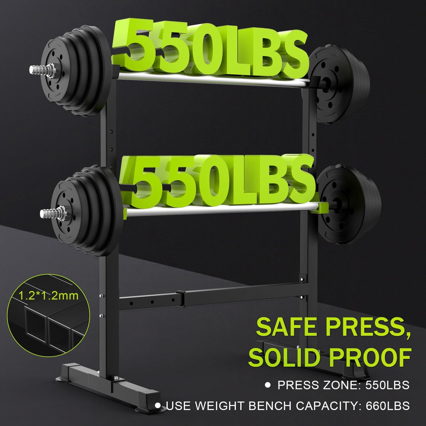 FitinOne Squat Rack, Height-Adjustable Dumbbell Rack for Home Gym, Multi-Function Barbell Rack