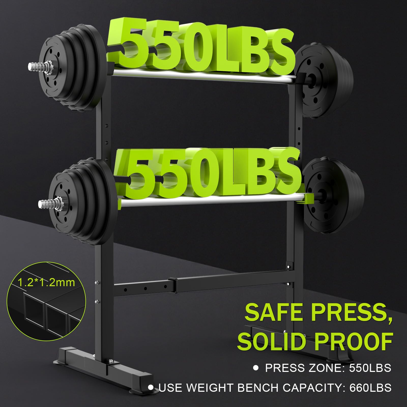 FitinOne Squat Rack, Height-Adjustable Dumbbell Rack for Home Gym, Multi-Function Barbell Rack