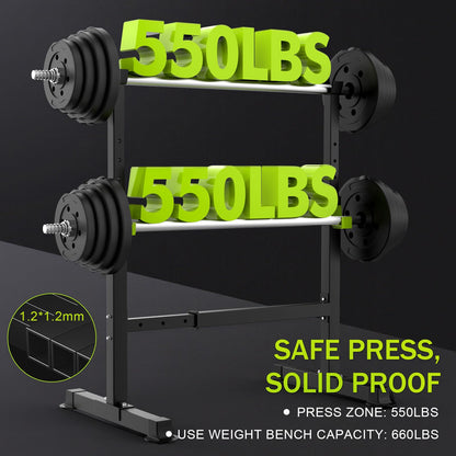 FitinOne Squat Rack, Height-Adjustable Dumbbell Rack for Home Gym, Multi-Function Barbell Rack