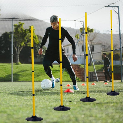 Soccer Training Agility Poles Agility Pole Accessory Soccer Pole Slalom Poles，Football Soccer Sport Speed Training Equipment with Rubber Base