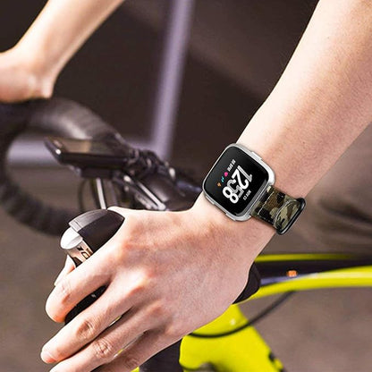 FINTIE Bands Compatible with Fitbit Versa 2/1 / Lite Edition, Soft Nylon Replacement Strap Wristband Accessories (Camo)