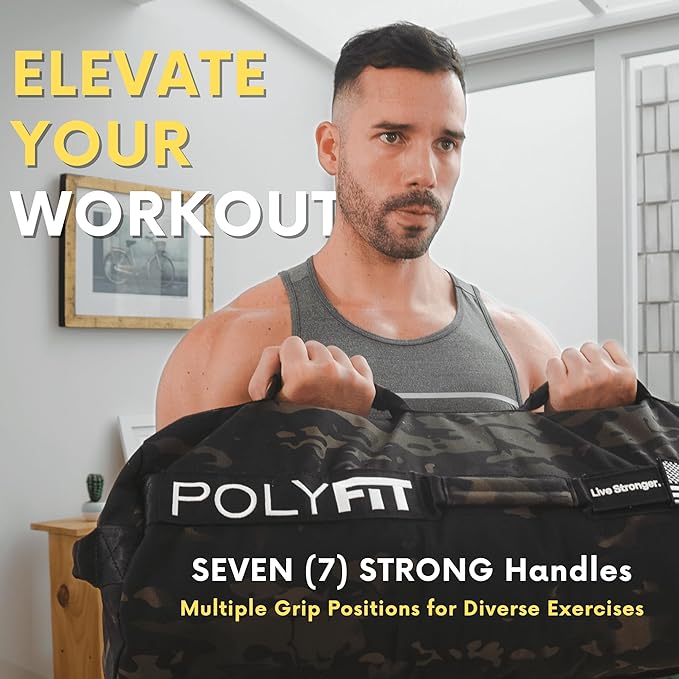 Polyfit Sandbag Pro - Workout Sandbag with Triple Closure Filler Bag and Reinforced Nylon Webbing - Sand Not Included - Multiple Colors & Sizes