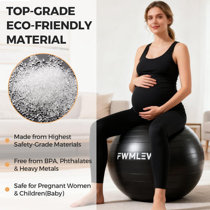 FWMLEW Extra Thick Exercise Yoga Ball, 5-Size Anti-Burst Heavy Duty Stability Gym Ball for Fitness