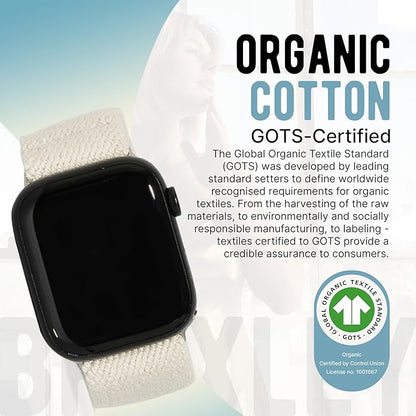 Braxley Bands - Organic Cotton Watch Bands For Women and Men, Compatible With All Apple Watch Sizes and Series - Washable, Sweat-Absorbent, Breathable Fit, Elastic Smart Watch Bands