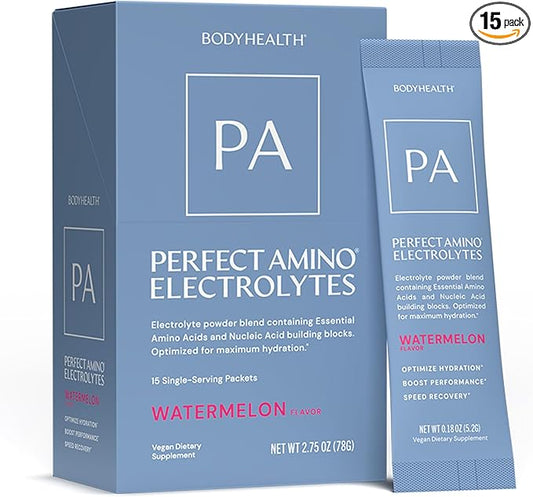 BodyHealth PerfectAmino Electrolyte Drink Mix ??Watermelon ??No Sugar, Keto & Fasting Friendly