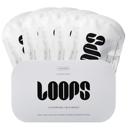 LOOPS DREAM SLEEP - Nighttime Slugging Hydrogel Facial Mask w/Natural Oils, Vitamins, Antioxidants, & Fatty Acids - Restored Skin, Toned, Plump, Hydrated - 5 pc