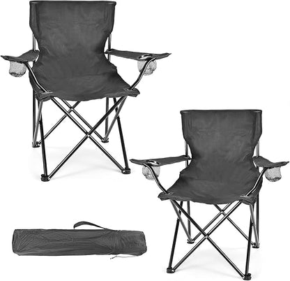 2 Pack Camping Chairs for Adults & Teens, 250LBS Capacity Foldable Portable Lightweight Chairs with Carry Bag, Compact Design for Camping, Beach, Picnics, and Outdoor Events