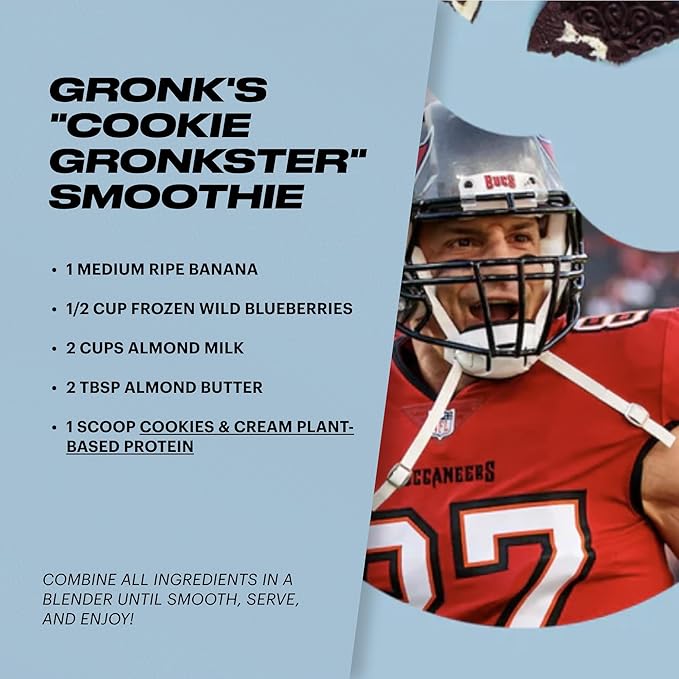 TB12 Plant Based Protein Powder by Tom Brady, 24g of Vegan Pea Protein, Low Sugar, Low Carb, Non-GMO, Meal Replacement, Keto Friendly, Paleo, Sugar Free, Cookies and Cream Flavor (30 Servings)