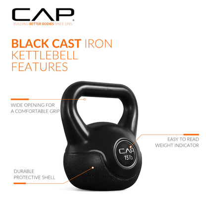 CAP Barbell 45 LB Cement Kettlebell Set – 10 lb, 15 lb & 20 lb Vinyl-Coated Kettlebells for