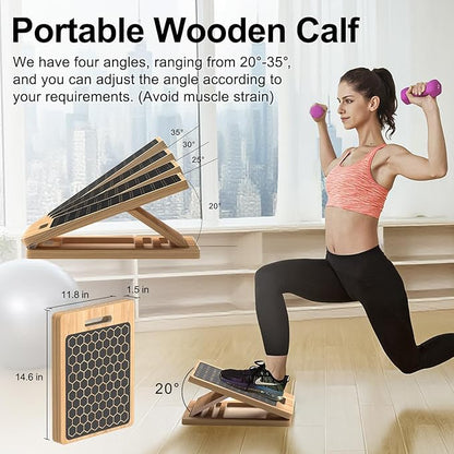 Portable Slant Board, Calf Stretch Board, Slant Boards for Exercise, Wooden Slant Board, Velor Board, Adjustable Incline Board for Knees Ankle Heel Feet Leg