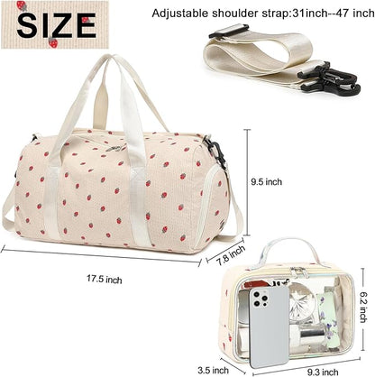 Duffle Bag for Gym Sports Women Girls Workout Travel Bag Weekender with Shoe Compartment and Wet Pocket