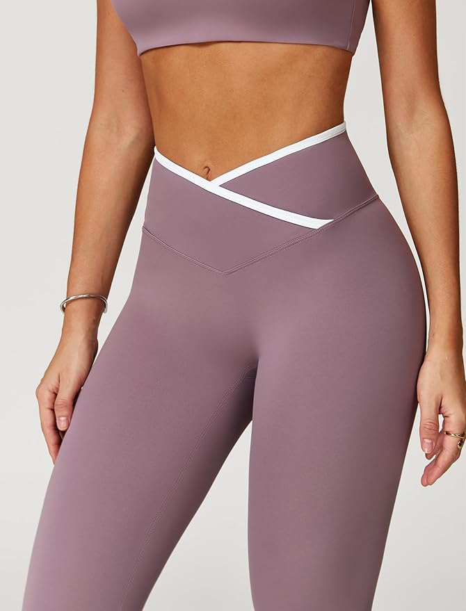 ABOCIW Workout Sets for Women 2 Piece Color Block Strappy Sports Bra High Waist Leggings Gym Yoga Pilates Outfits