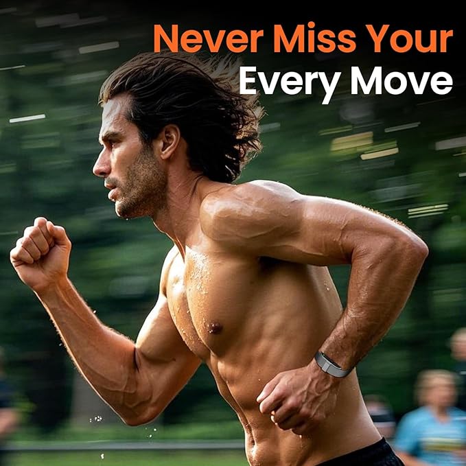 Smart Health Wristband, Screenless Smart Bracelet, Pedometer, Wearable Activity and Fitness Tracker, Free App, IP68 Waterproof (Silver)