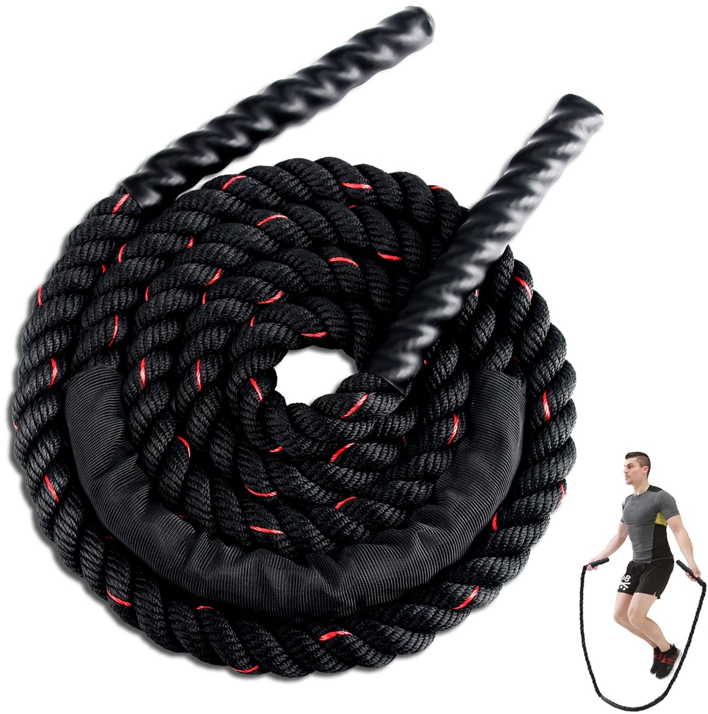 Weighted Jump Rope for Men Women, 1.5lb Heavy Jumping Ropes for Fitness