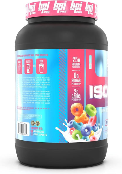 BPI Sports ISO HD ??100% Whey Protein Isolate Powder ??Muscle Growth, Recovery, Weight Loss, Meal Replacement ??Low Carb, Low Calorie ??for Men & Women ??Fruity Loopers ??1.7 Lb