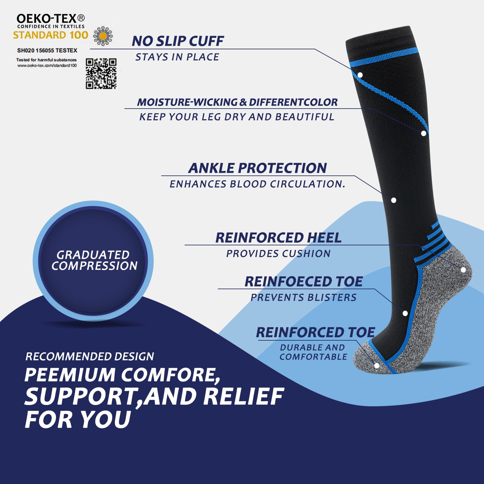 fenglaoda 8 Pairs Compression Socks for Men & Women 20-30 mmHg Knee High Nurse Pregnant Running