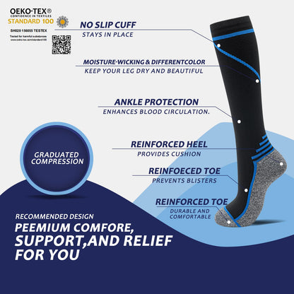 fenglaoda 8 Pairs Compression Socks for Men & Women 20-30 mmHg Knee High Nurse Pregnant Running