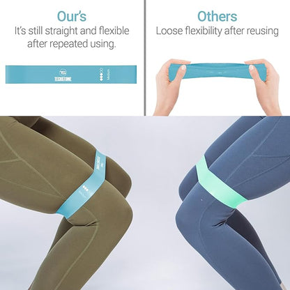 TechStone Resistance Bands Set for Men and Women, Pack of 5 Different Levels Elastic Band for Home Gym Long Exercise Workout – Great Fitness Equipment for Training, Yoga – Free Carrying Bag