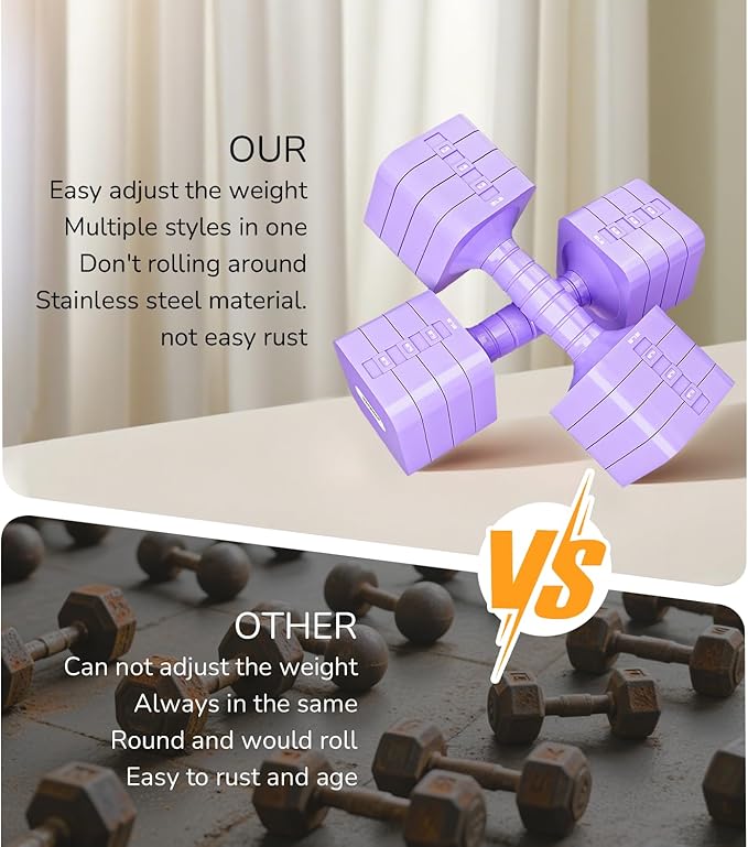 Adjustable Dumbbell Set for Women Men 16LB 20LB Hand Weights Dumbbells Sets Woman Exercise Fitness dumbbell Adjust dumbbells set of 2 for Home Gym Workout Strength Training Equipments