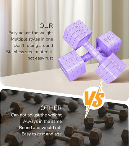 Adjustable Dumbbell Set for Women Men 16LB 20LB Hand Weights Dumbbells Sets Woman Exercise Fitness dumbbell Adjust dumbbells set of 2 for Home Gym Workout Strength Training Equipments