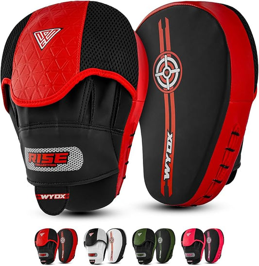WYOX Curved Focus Mitts for Boxing & MMA | Durable PU Leather Punching Pads with Adjustable Strap |